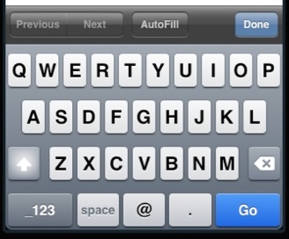 The email input type provides a custom keyboard on iOS devices