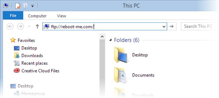 It’s a surprisingly small jump to move from the file system on your Windows computer to the file system on your website. It all starts when you click in the Windows Explorer address box and type in the URL for your FTP server