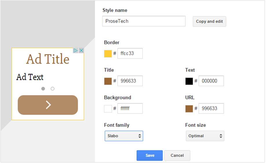 As you change your ad’s colors, font, and borders, Google previews the results in a single-ad format