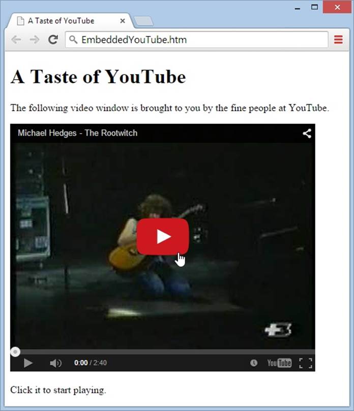 Embedding lets you watch your video in a page of your own devising