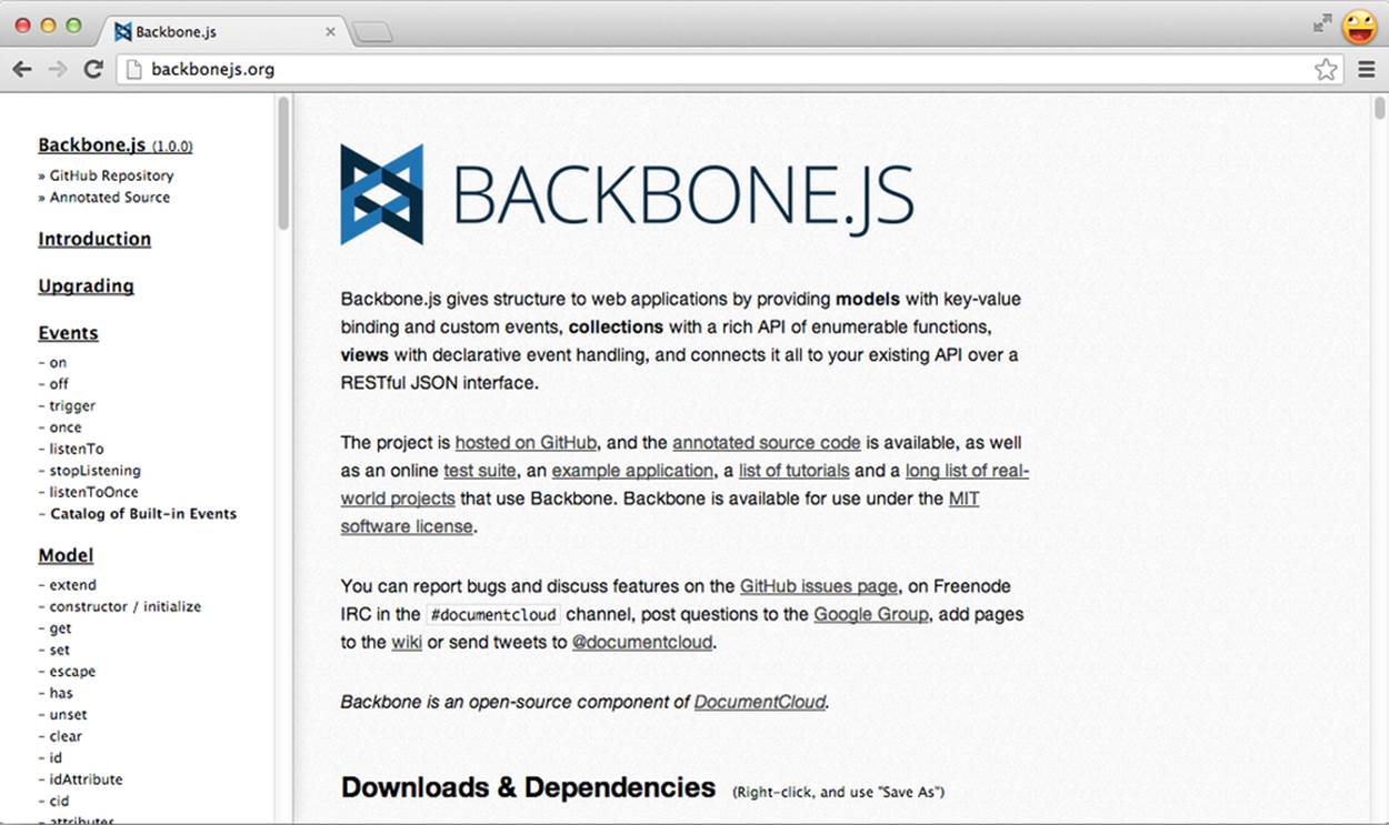 The Backbone.js home page