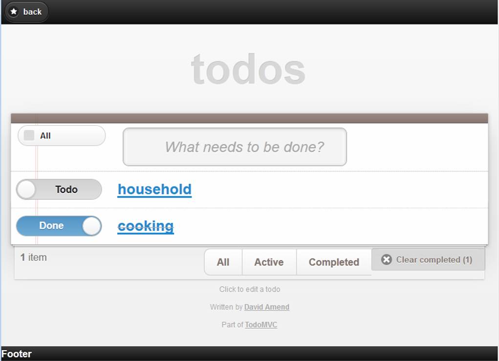 The TodoMVC app with jQuery Mobile