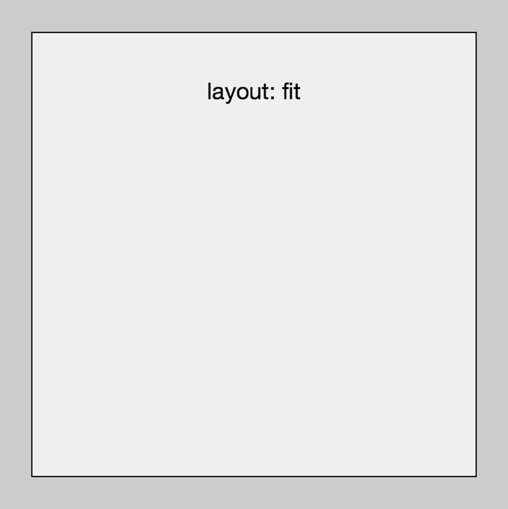 Layout type: fit; the container has a 400×400px dimension, but the item has a margin of 25px on each side