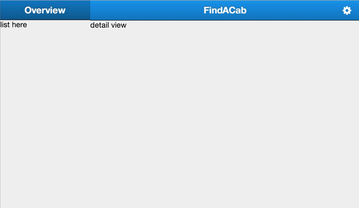 Your FindACab app should look like this after you implement the title bars