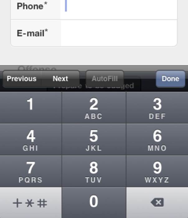 The number keyboard that will be shown when you are using a number field in Sencha Touch