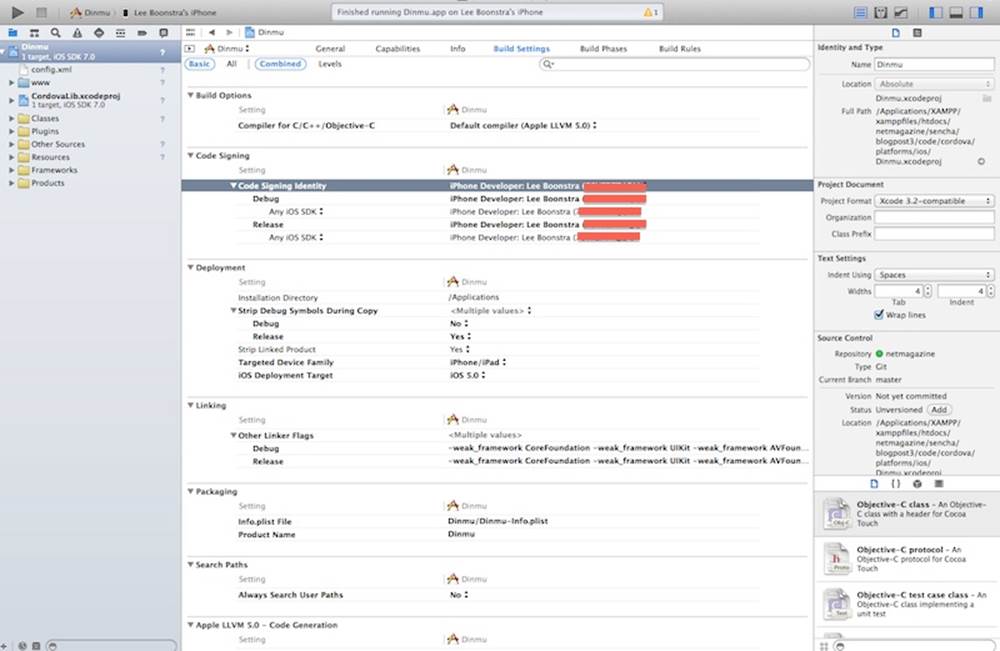 XCode users: note the developer identity in your Code Signing Identity list