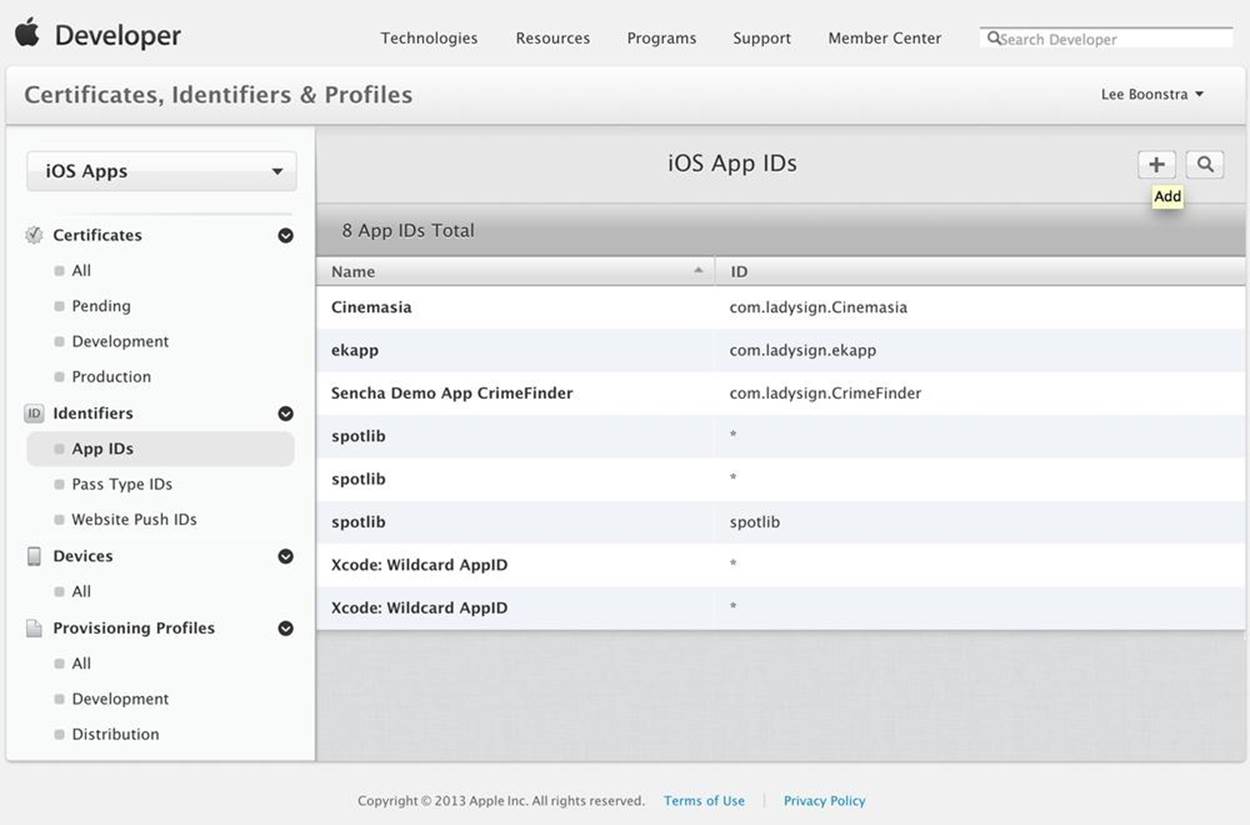 Create an app identifier in the Apple developer portal