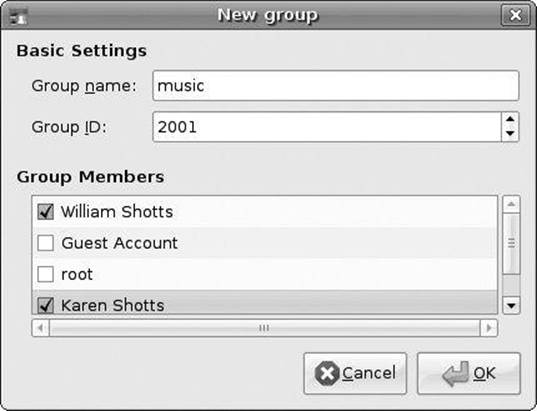 Creating a new group with GNOME