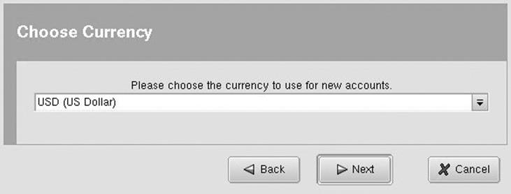 The Choose Currency page