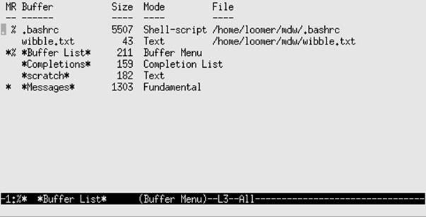 Buffer list in Emacs