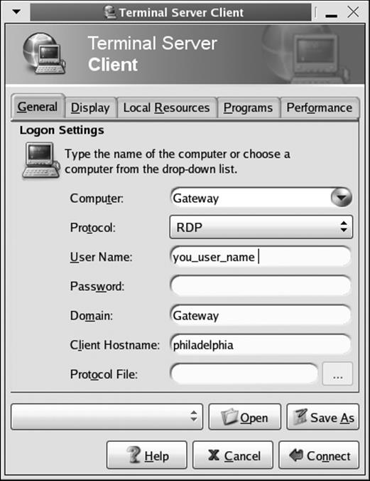 Terminal Server client on a Linux desktop
