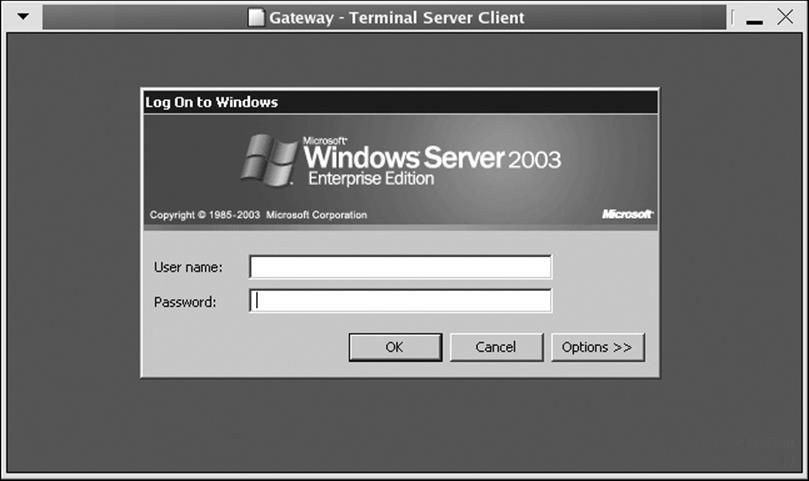 Logging in to a Windows Terminal Server