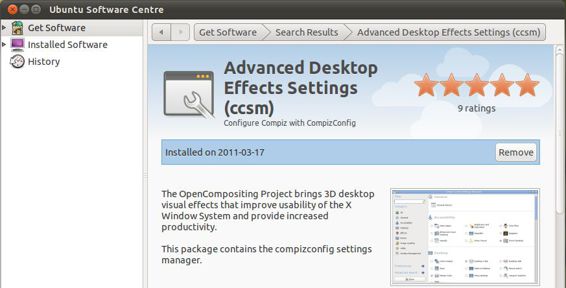 Installing the Compiz settings manager