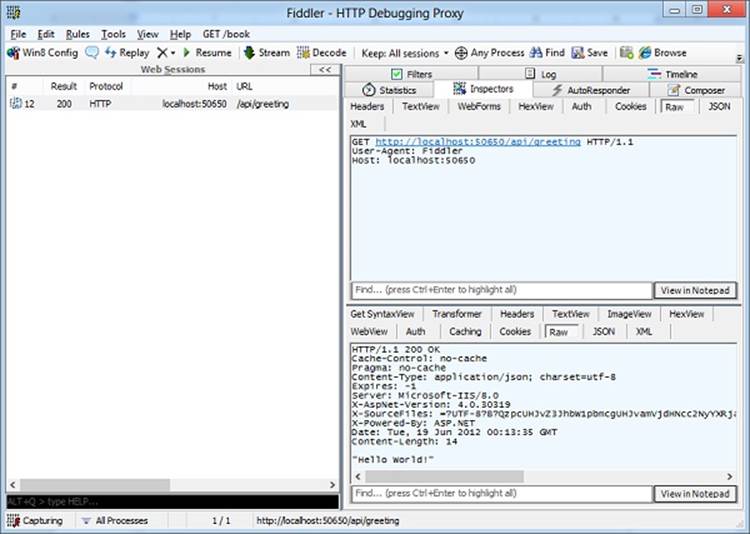 Examining HTTP requests and responses using Fiddler