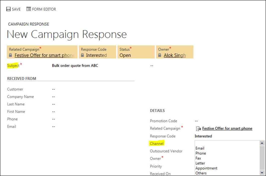 Creating a campaign response