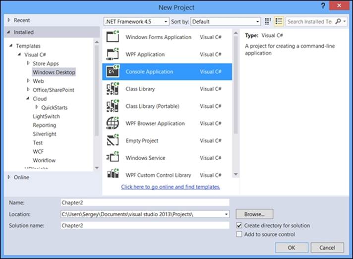Creating a new project that uses Entity Framework