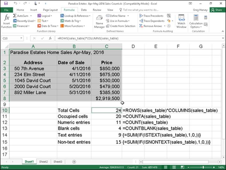 statistical calculations in excel