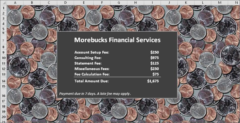 Snipped image of tiled coins as a background image for Morebucks Financial Services worksheet.