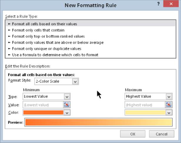 Similar to figure 21.3 presenting settings to customize a color scale.