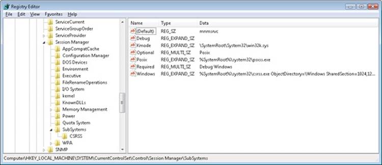 Registry Editor showing Windows startup information