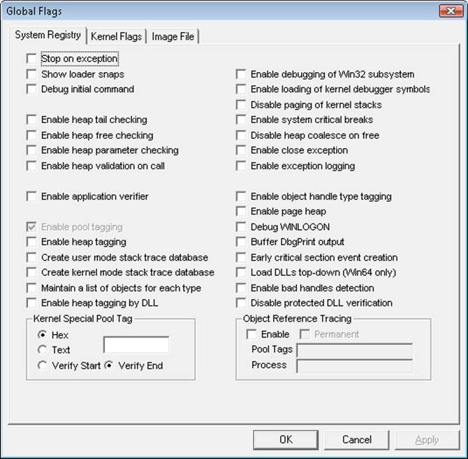 Setting system debugging options with Gflags