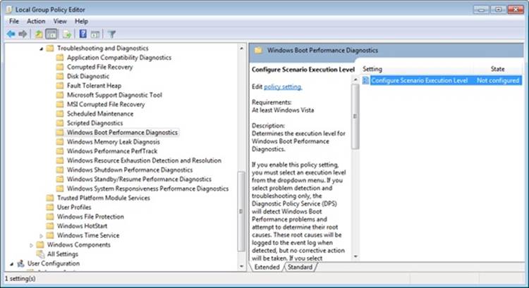 Configuring Diagnostic Policy Service settings