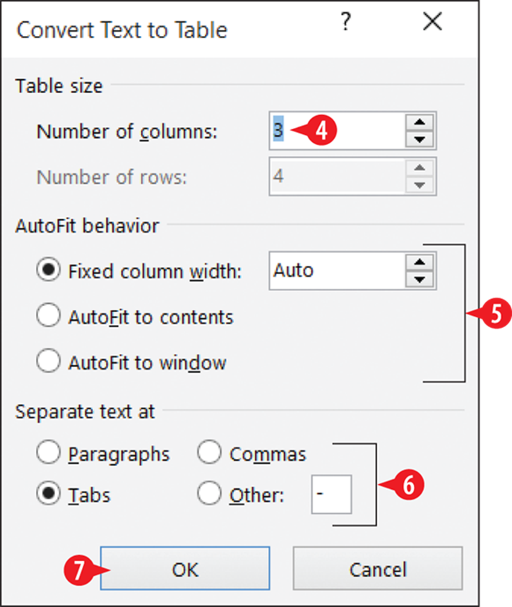 automatically adjust table columns to fit text in word
