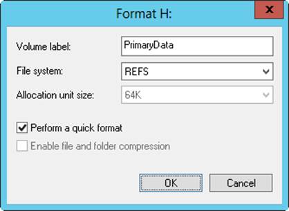 Format a partition in the Format dialog box by specifying its file system type and volume label.