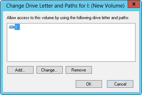 You can change the drive letter and path assignment in the Change Drive Letter And Paths dialog box.