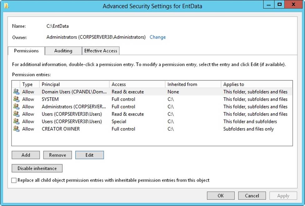 Configure special permissions on files and folders.