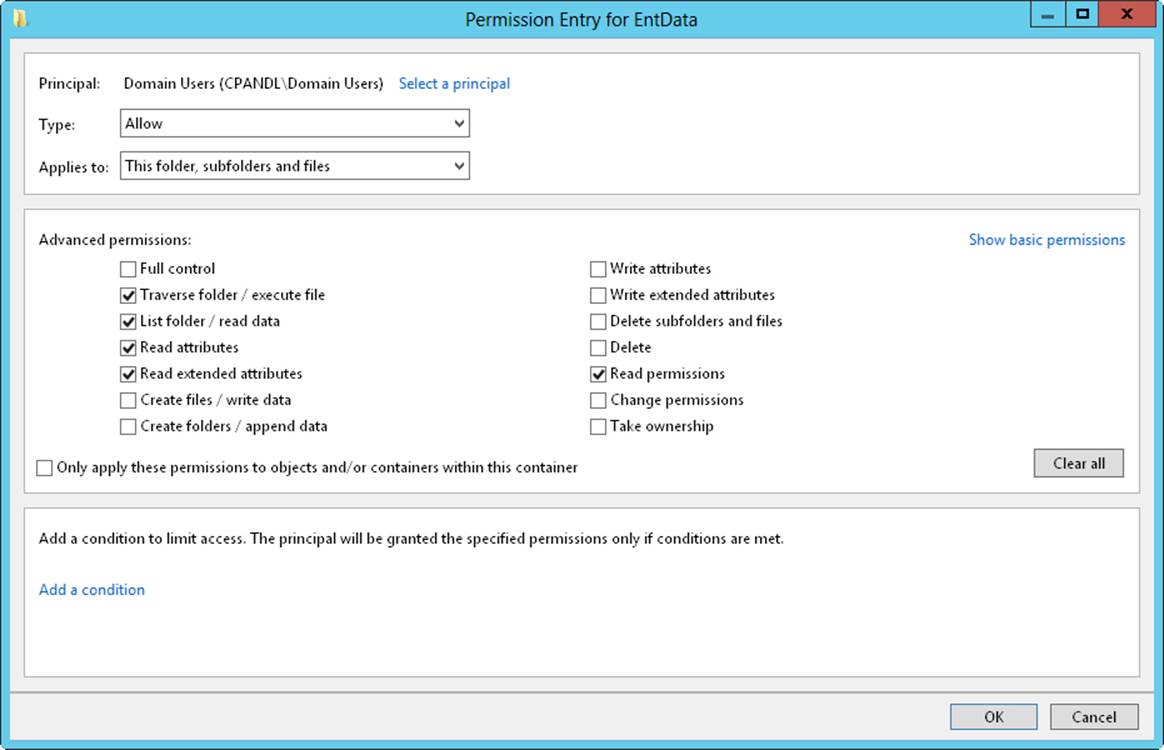 Configure the special permissions that should be allowed or denied.