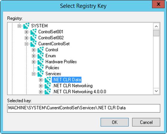 Select the registry path or value to secure.