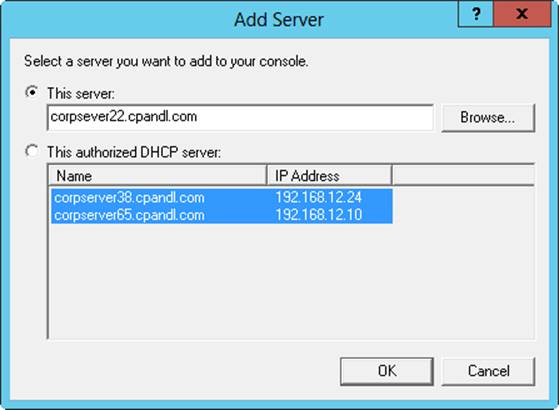 If your DHCP server isn’t listed, you need to add it to the DHCP console by using the Add Server dialog box.