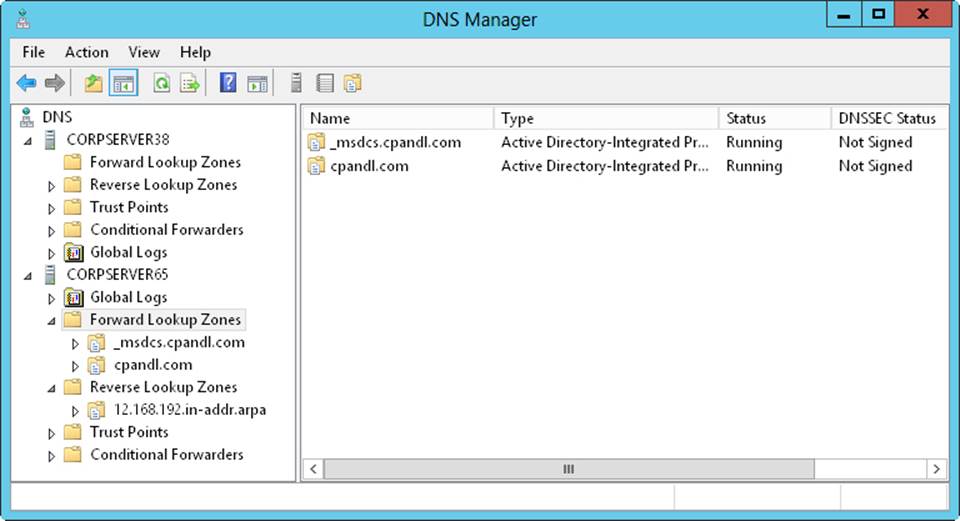 Use the DNS Manager console to manage DNS servers on the network.