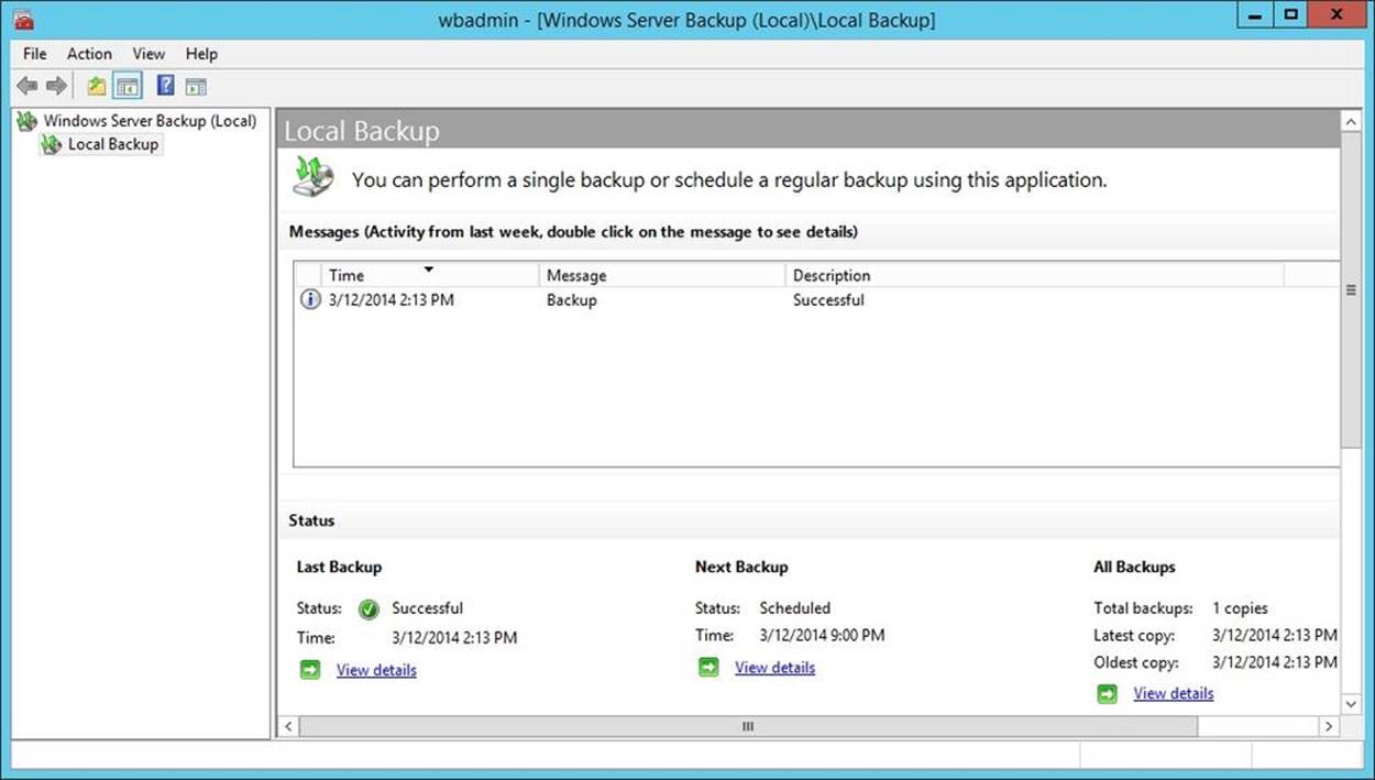 Windows Server Backup provides a user-friendly interface for backup and restore.