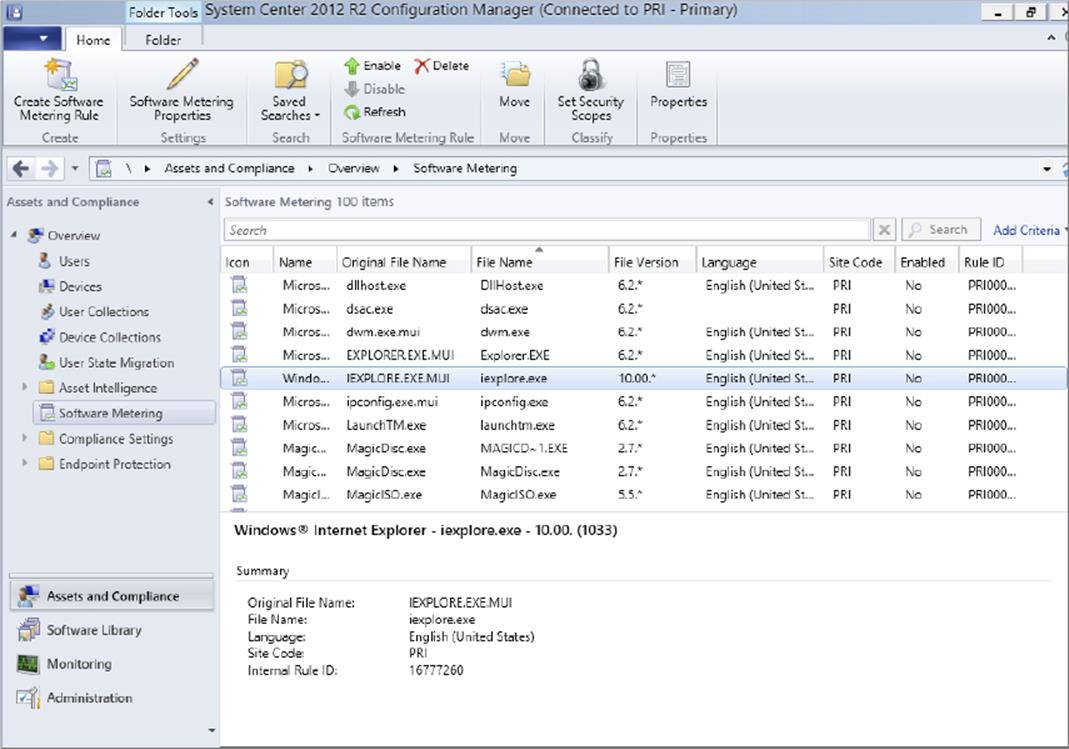 sccm software metering reports