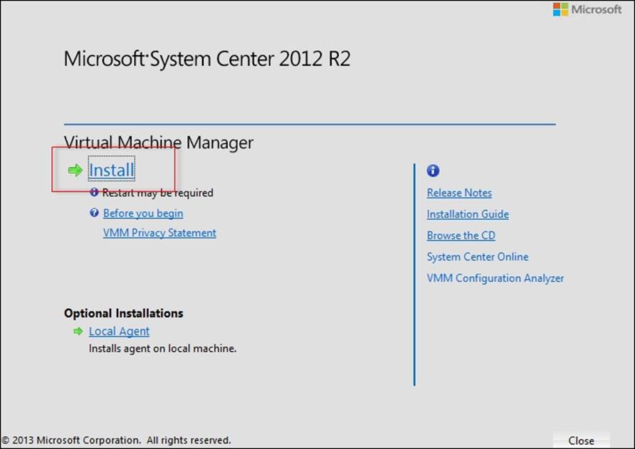 Installing System Center 2012 R2 Virtual Machine Manager