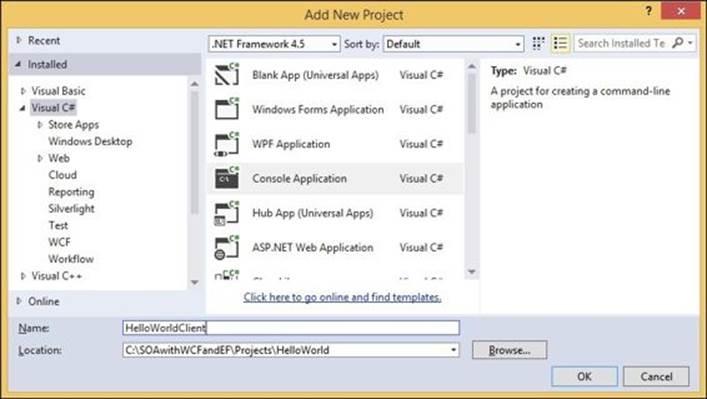 Creating the client application project