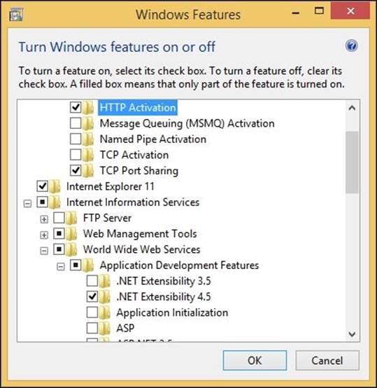 Enabling WCF services on Windows 8