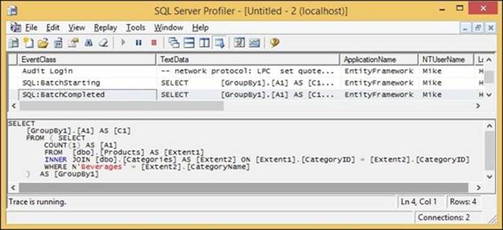 Checking deferred execution with SQL Profiler