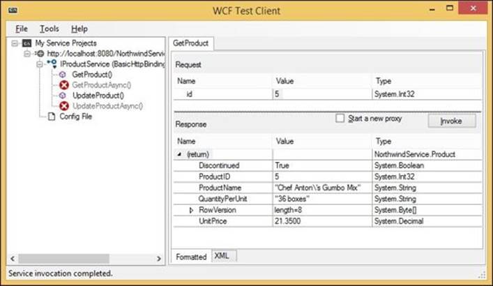 Testing the service with the WCF Test Client