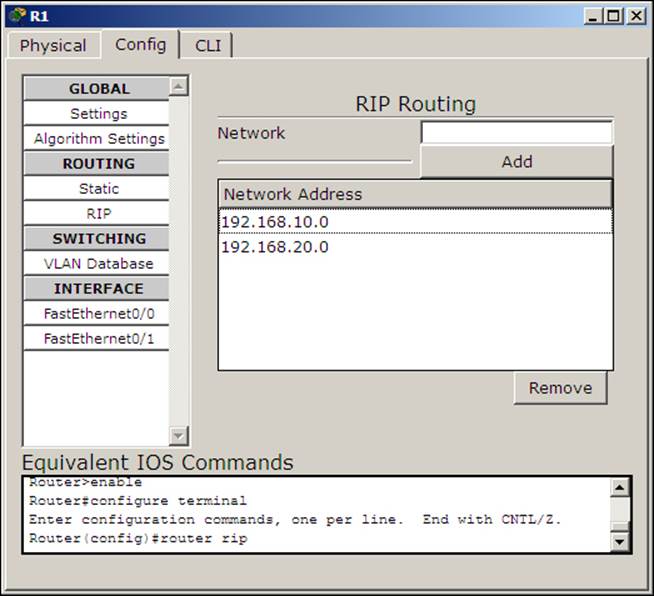 Configuring RIP with the GUI