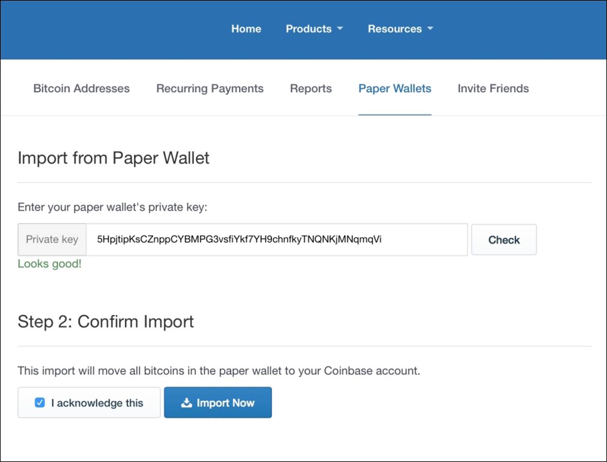 Importing your paper wallet