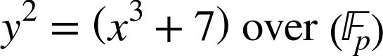 y squared equals left-parenthesis x cubed plus 7 right-parenthesis over left-parenthesis double-struck upper F Subscript p Baseline right-parenthesis