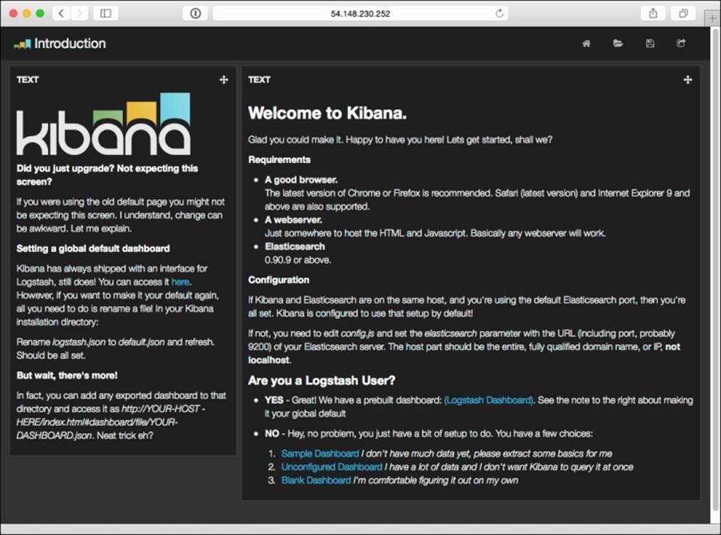 Setting up a better user interface – Kibana
