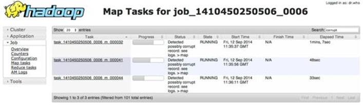 Screenshot of the tasks page