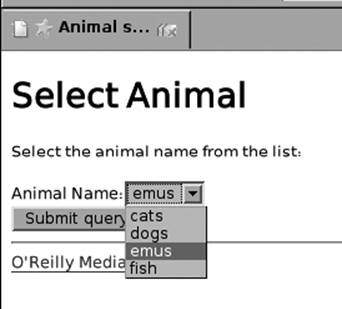 The animals form using the CGI pop-up menu