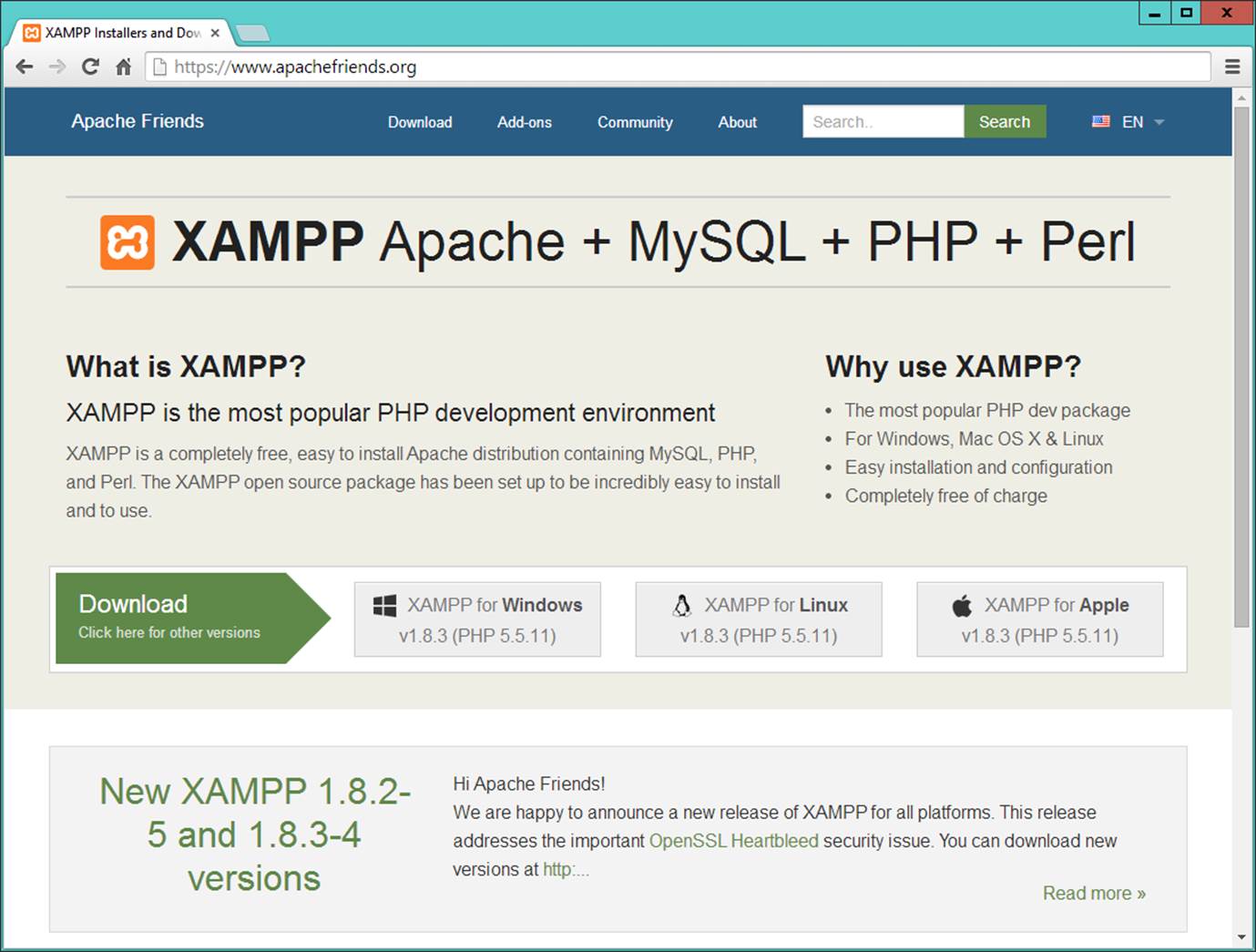 The XAMPP website