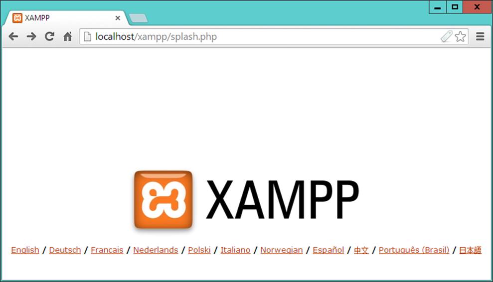 How the XAMPP home page should look by default