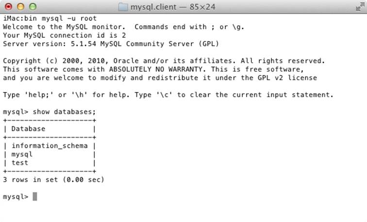 Accessing MySQL from the OS X Terminal program